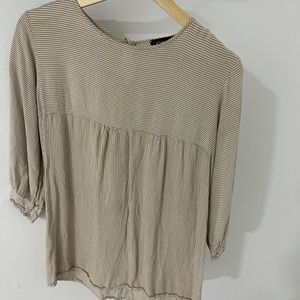 Roolee neutral stripe baby doll top